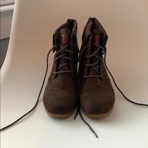 Brown lace up wedges